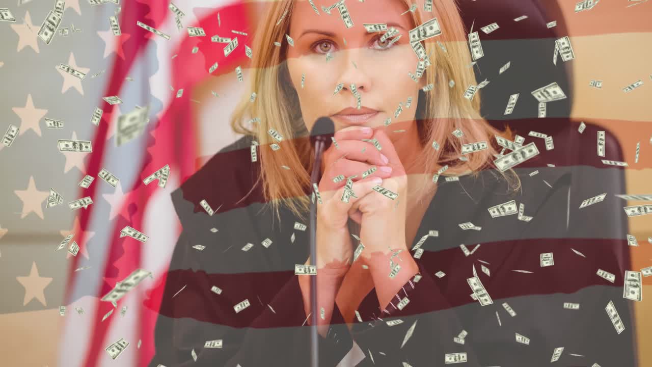 판사 와 미국  ⁇ 발 위 에 떨어지는 지폐 의 애니메이션