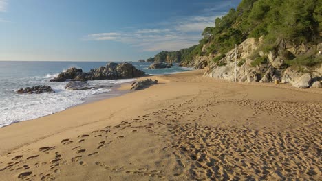 mediterranean beach paradisiaca turquoise blue waters no people aerial view drone spain catalunya costa brava blanes lloret de mar mallorca balearic islands