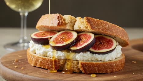 gourmet fig and ricotta toast with honey drizzle