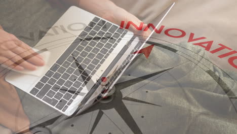 la brújula de la innovación sobre la computadora.