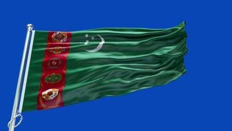 4k bandera muy detallada de turkmenistán - bandera de turkmenistan alto detalle - bandera nacional turkmenistán patrón de ondas elementos en bucle