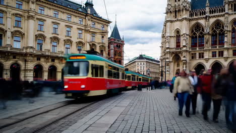 vienna cityscape with tram and town hall