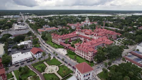 orbiting drone shot of the historic city of st