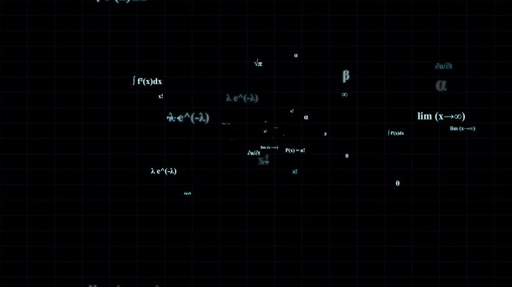 Mathematical Formulas and Symbols Floating in Digital Space