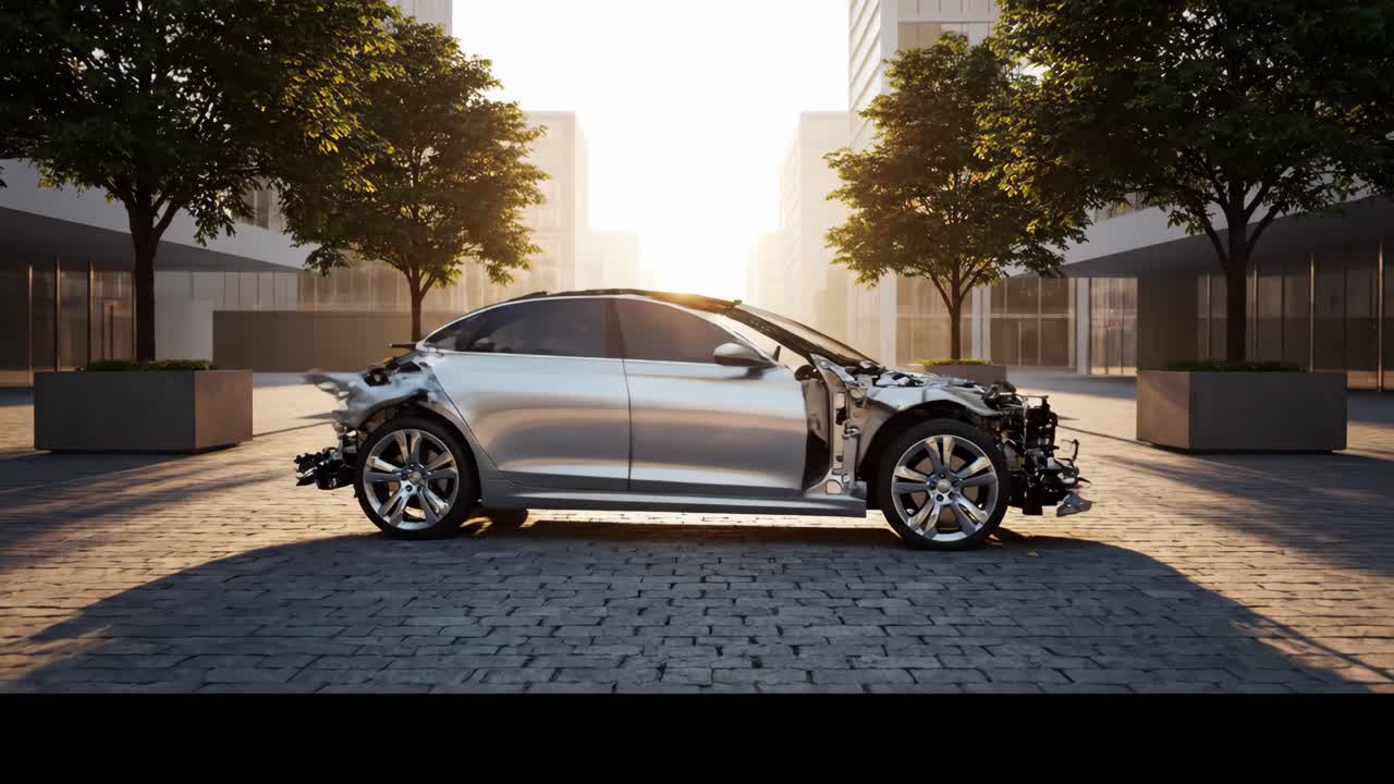 Silver Sedan in Urban Setting