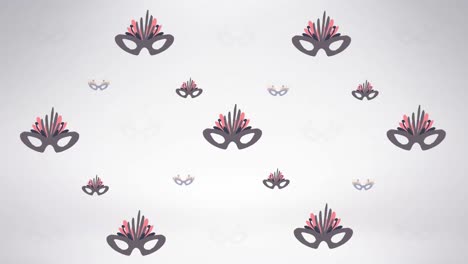 animation of carnival mask repeated on white backgroud