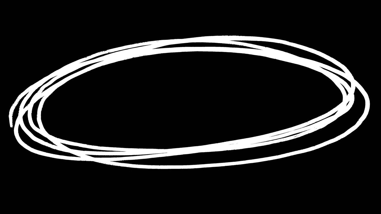 Looping Animation of a Hand-Drawn White Oval Shape