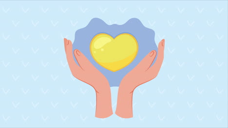 yellow heart love peace symbol animation