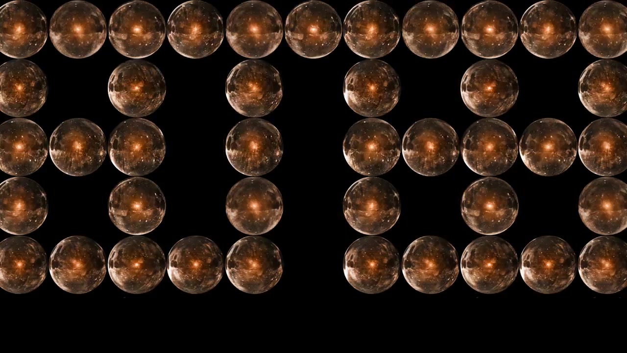Fire glass balls are dynamically manifested and collected. Background from spheres.