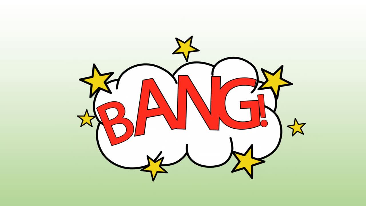 녹색 그라디언트 배경에 대한 레트로 스피치 버블 위의  텍스트 배너의 애니메이션