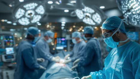 professional surgeons performing open heart surgery in operating room