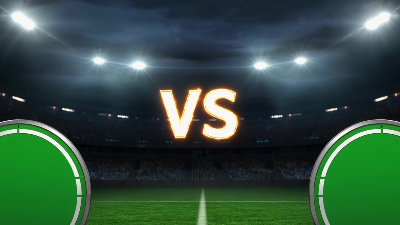 Versus-skjermmal for sportskamp med stadionbakgrunn