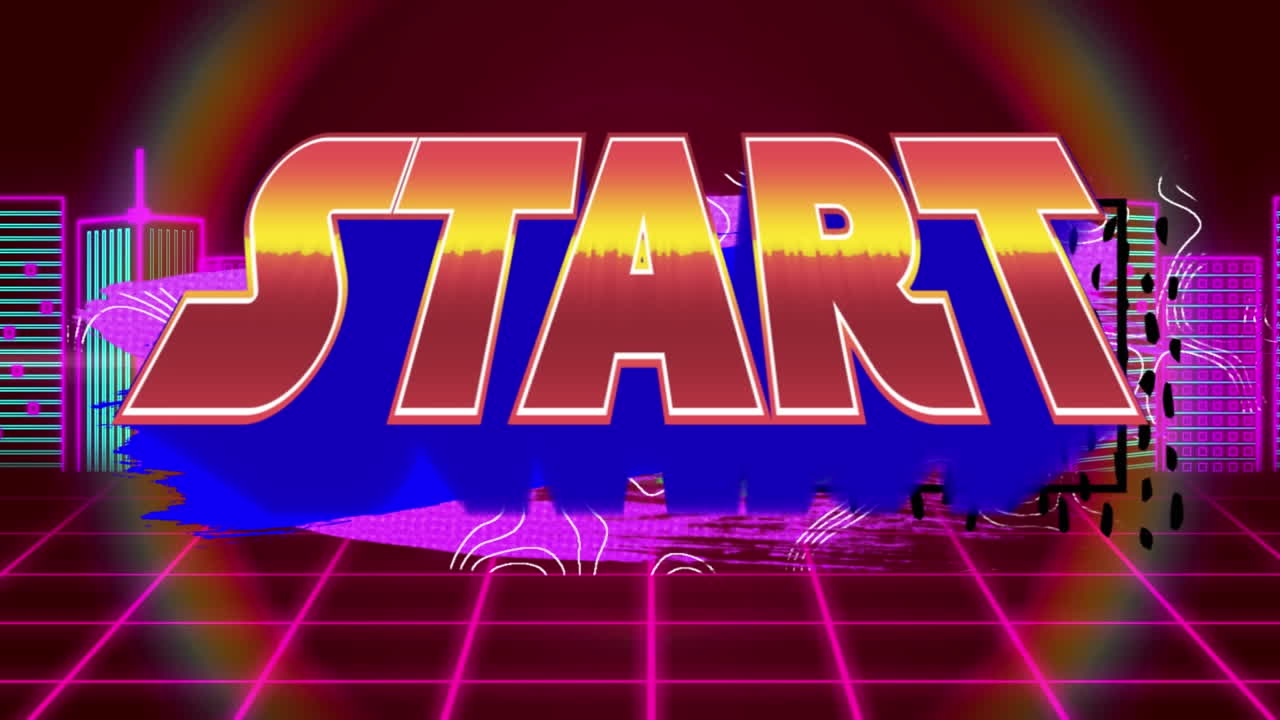 빨간색 공간에서 콘투르 도시를 시작하는 애니메이션