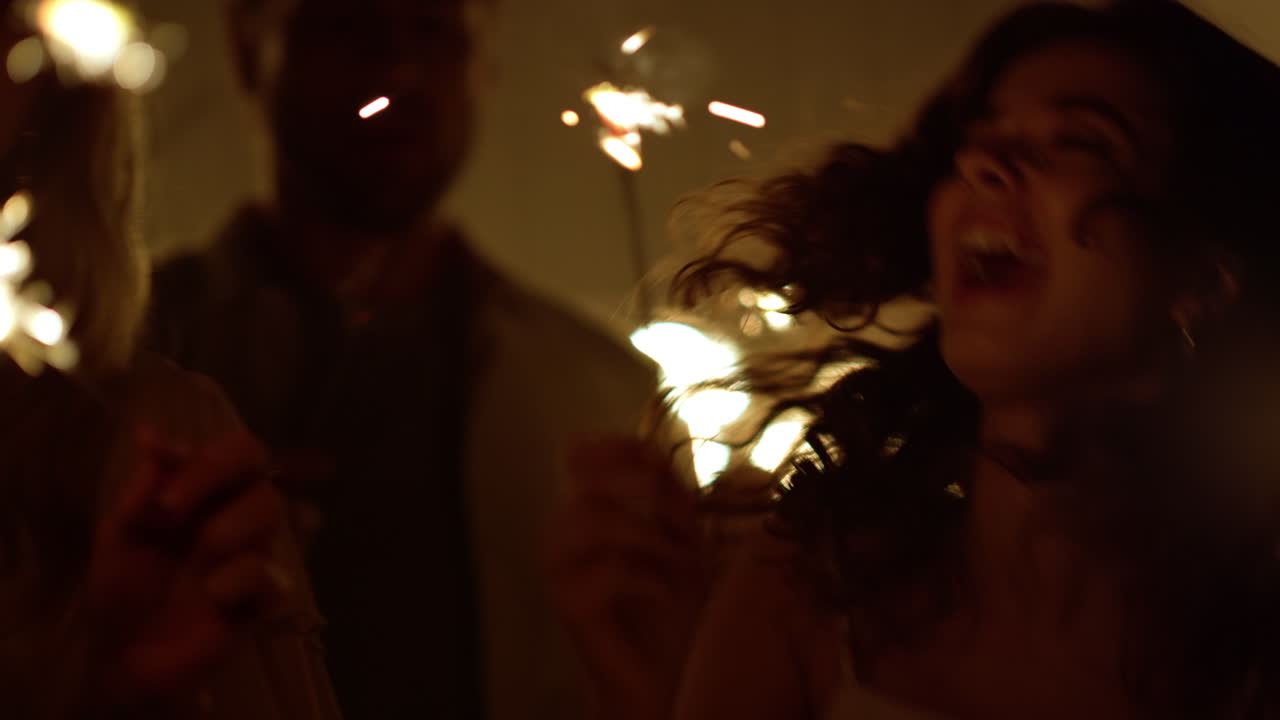 Happy friends celebrating christmas