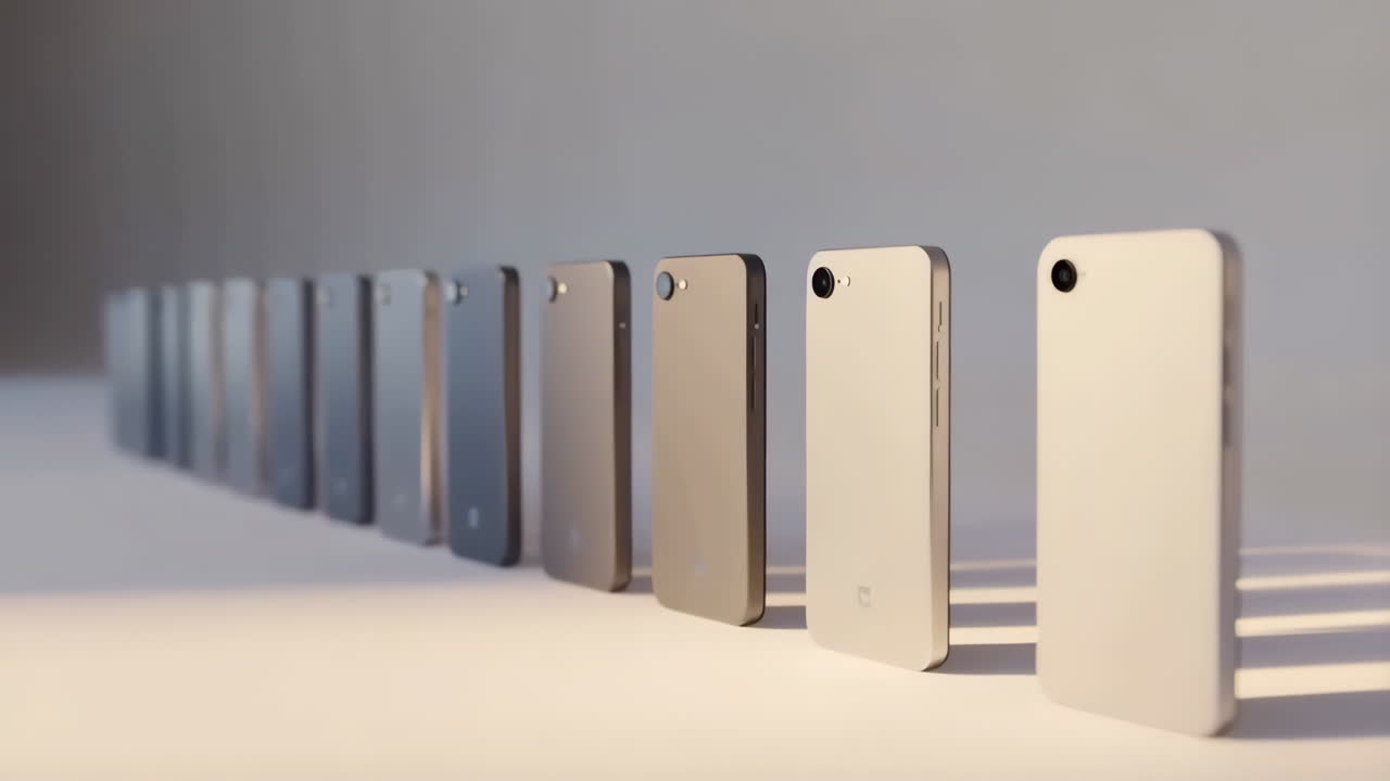 Row of Modern Minimalist Smartphones