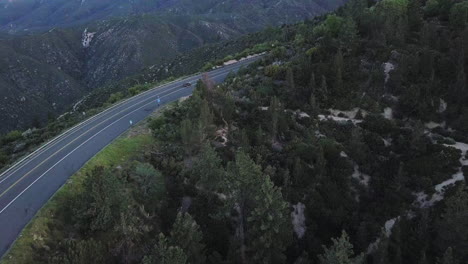 scenic mountain road through california mountains, aerial view