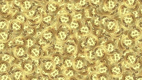 Bitcoin internet currency coins falling green screen loop animation background fascinating scattered