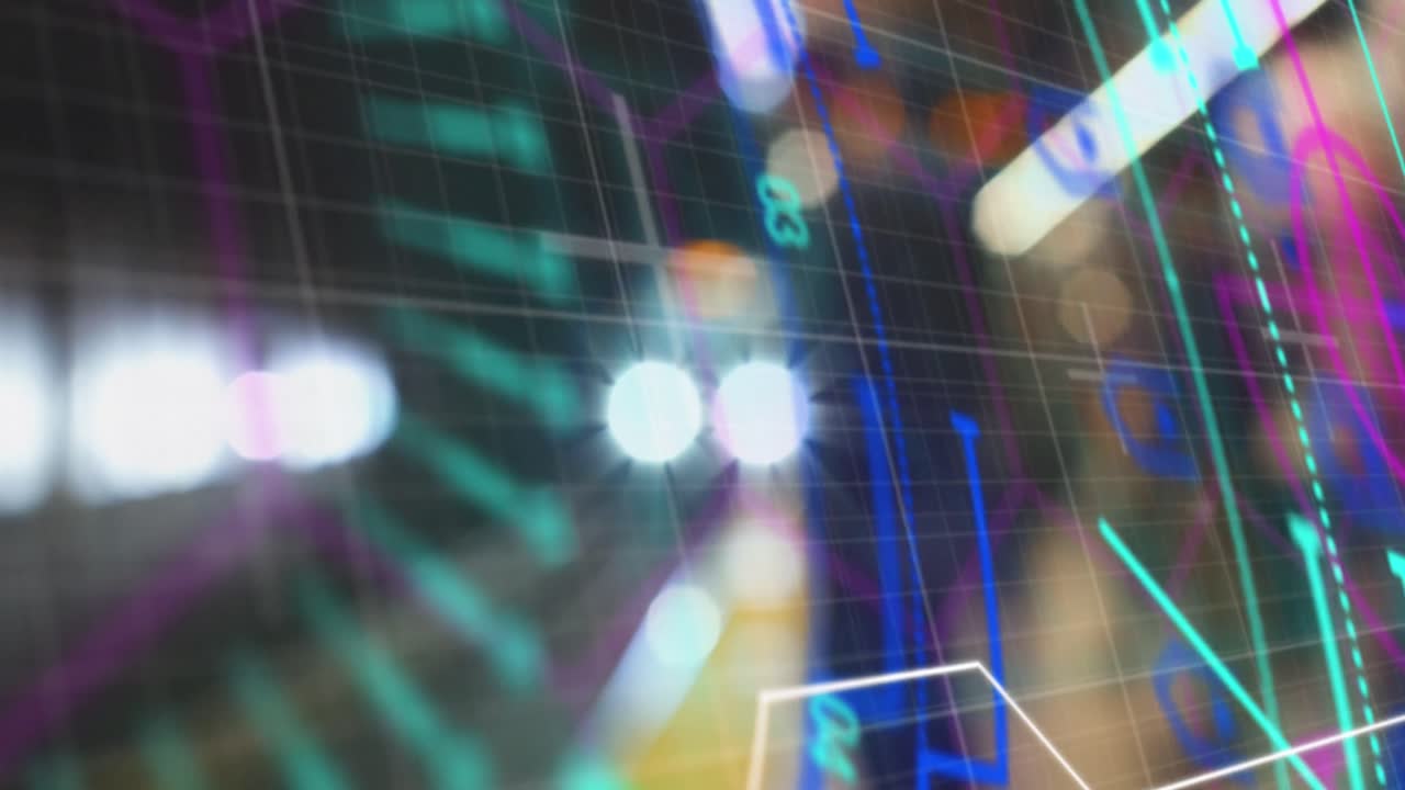 Animation of data processing over black background