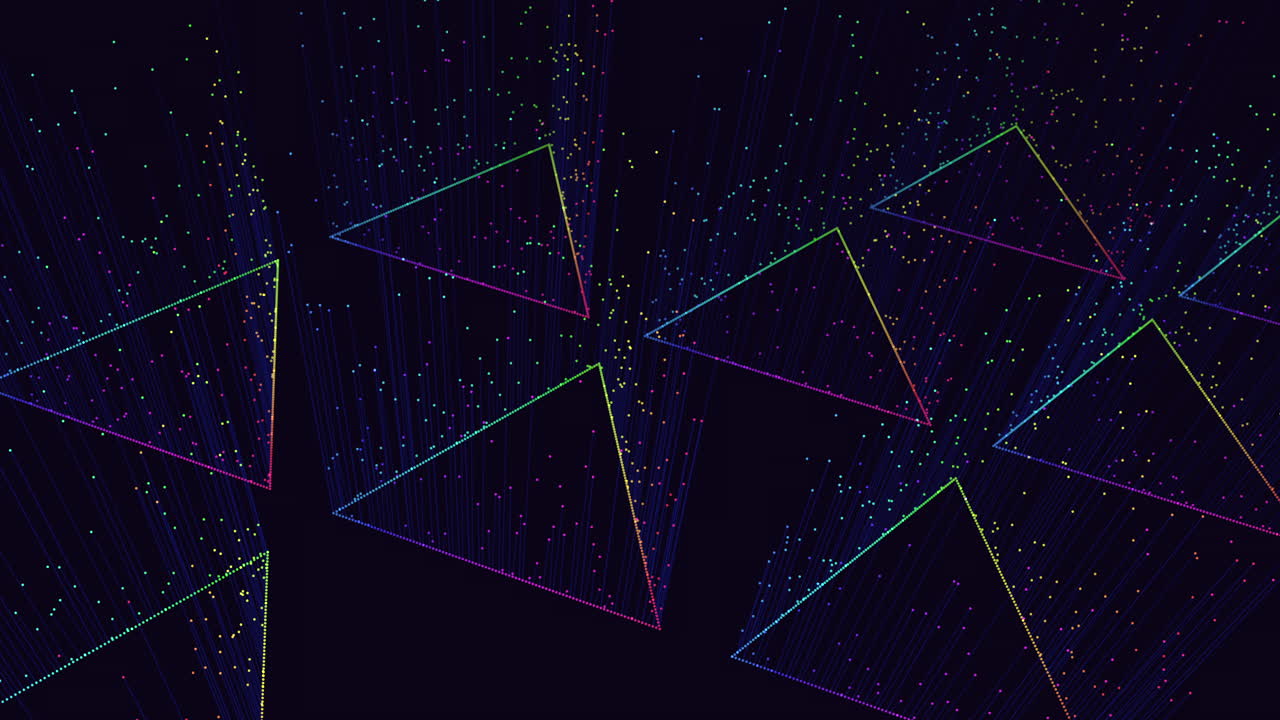 세련된 검은색 배경에 다채로운 삼각형 패턴