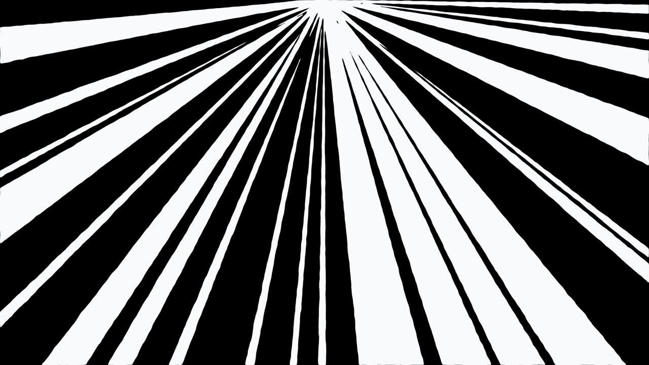 4K Comic Cartoon Super Fast Speed line from Top Loop Animation Black And White Background. Anime Comic Speed Lines. Anime motion background. Fast Speed line Black and White.