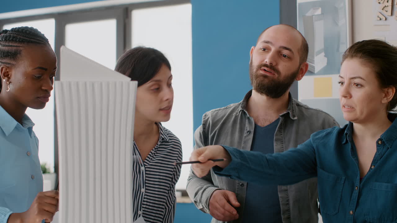 Architects collaborating on construction project