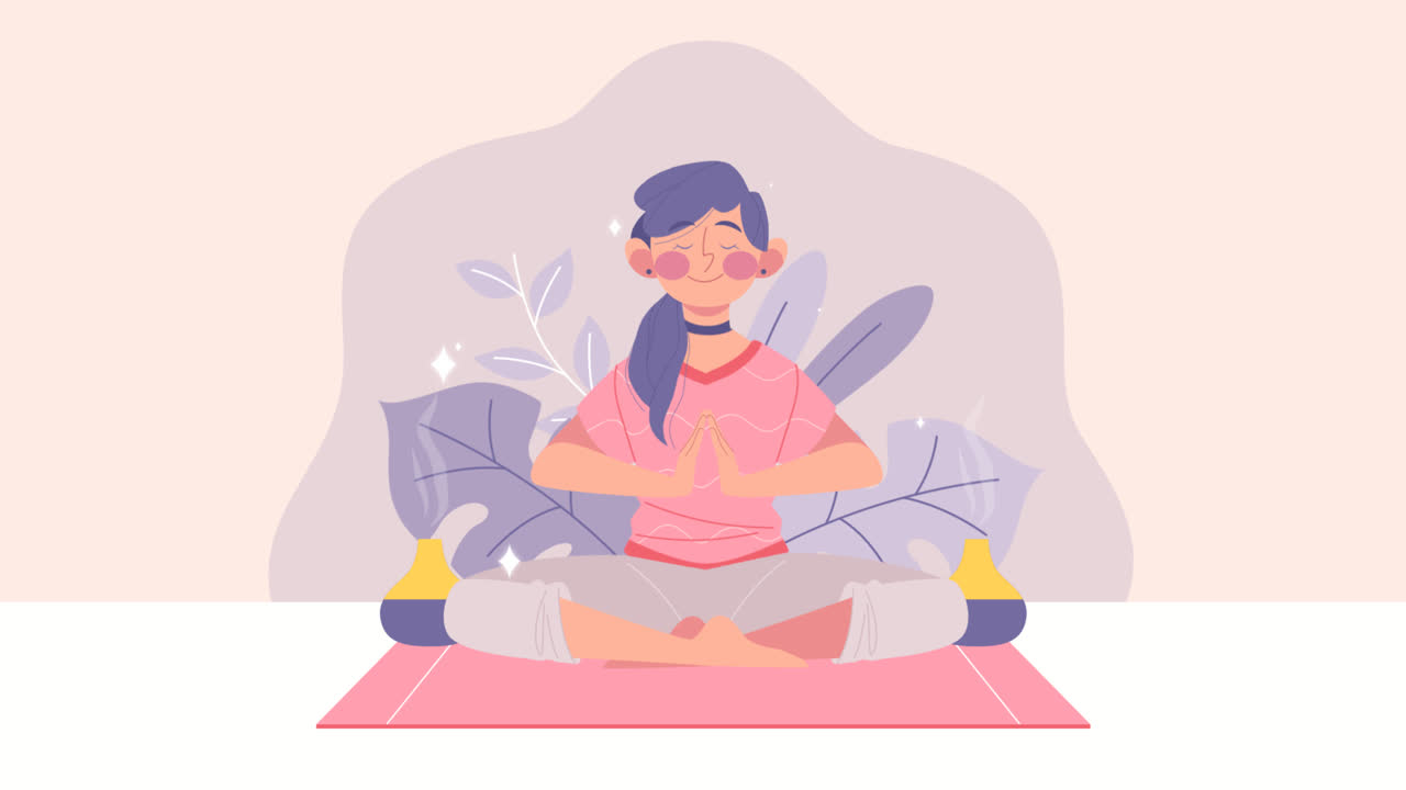 An animation of a Organic flat woman meditating