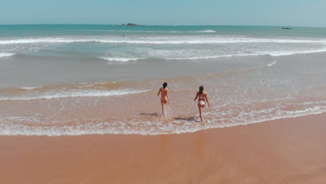 A-beautiful-drone-shot-taken-at-a-beach-in-Ghana,-Africa-on-the-western-coast