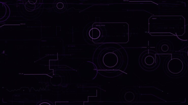 Looping HUD animating thin purple lines on transparent plane, core rings expanding for overlay