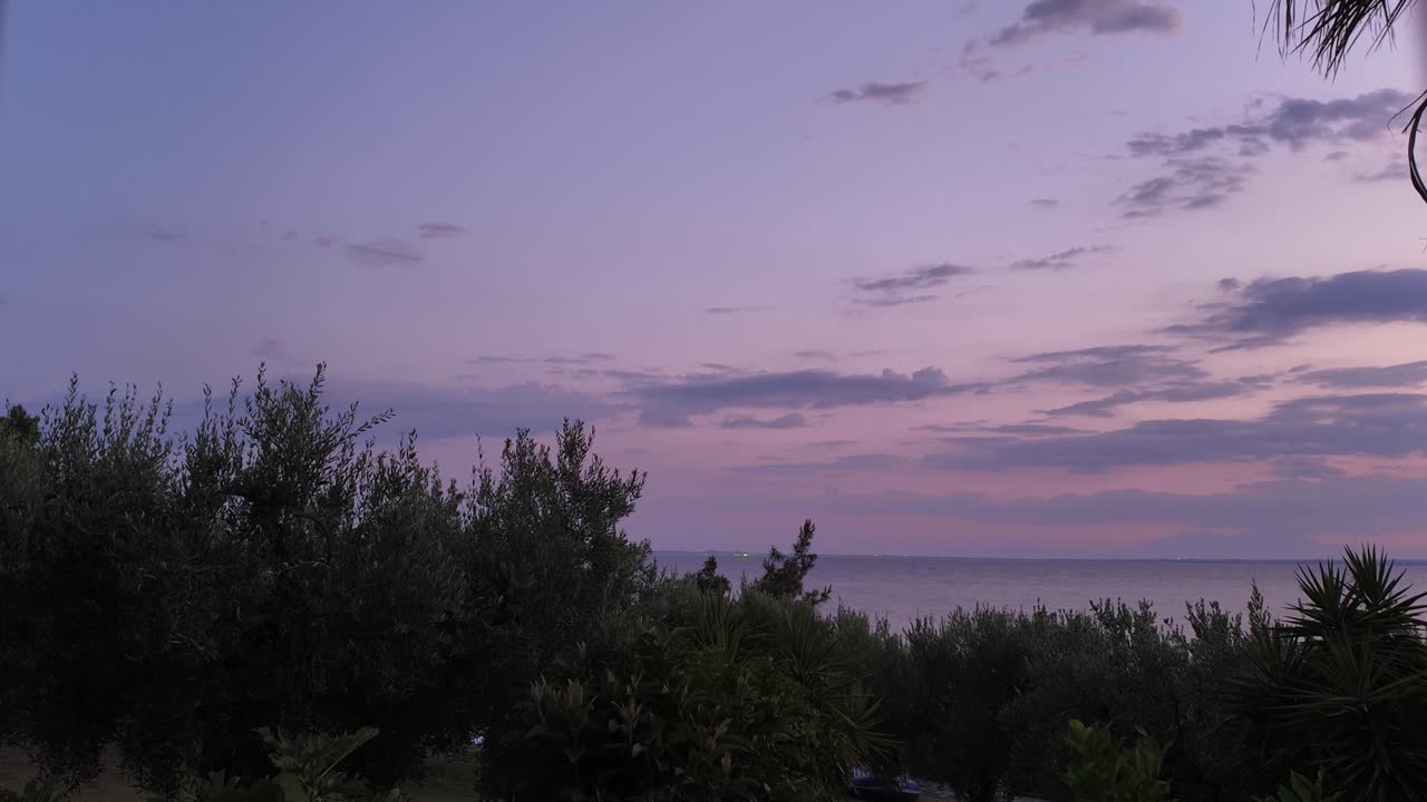 Golden hour timelapse Mediterranean sea view seaview moving clouds Halkidiki summer Greece