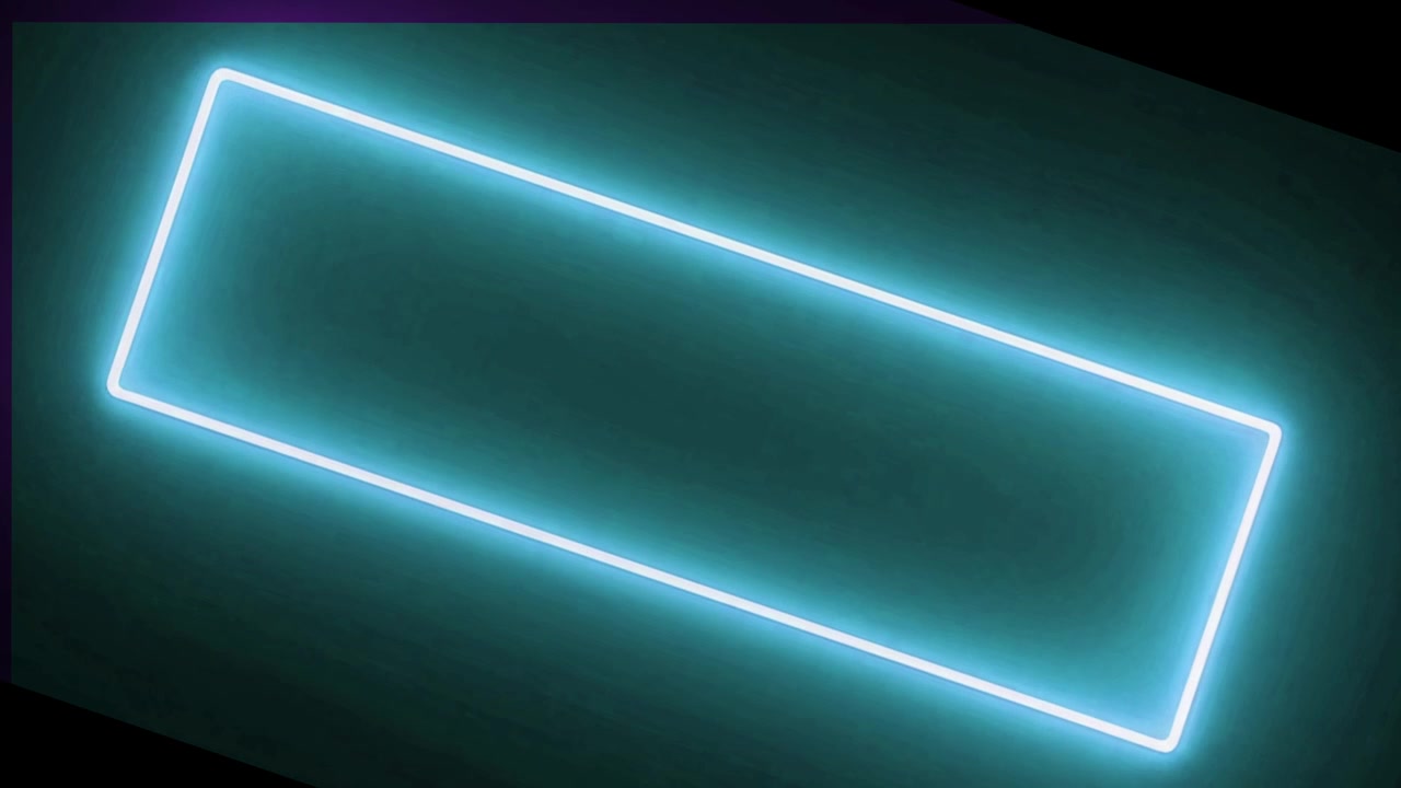 Cadre rectangulaire bleu néon lumineux sur fond sombre