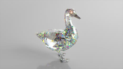 3d rendered polygonal goose with iridescent facets