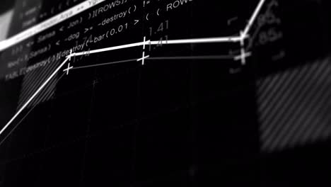 animación de gráficos y datos sobre un fondo negro con formas blancas