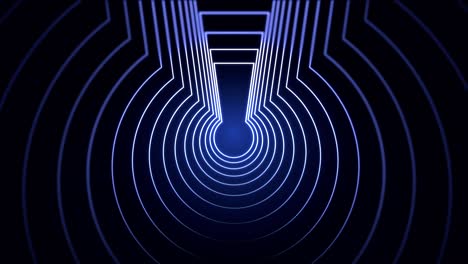 Abstract neon silhouettes of the keyhole of purple color flowing towards the camera isolated on black background. Animation. Colorful glowing lock frames moving one by one, seamless loop