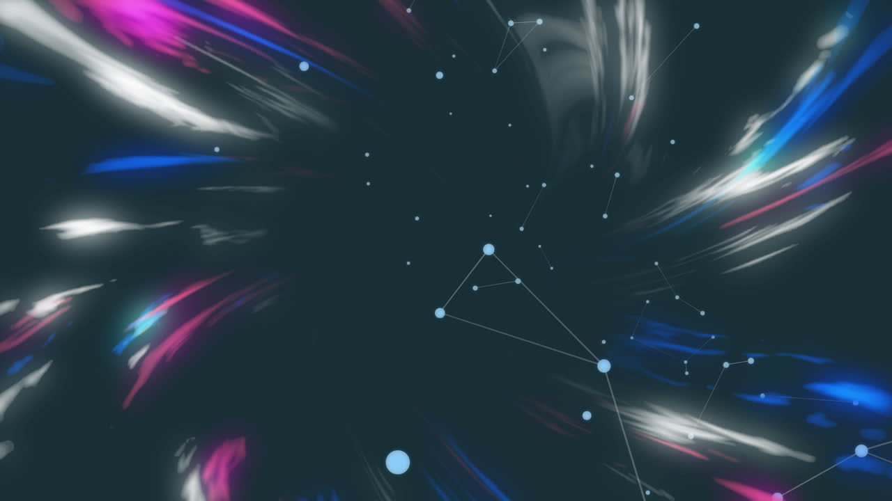 animación de líneas blancas brillantes con haces de luz parpadeantes sobre fondo negro