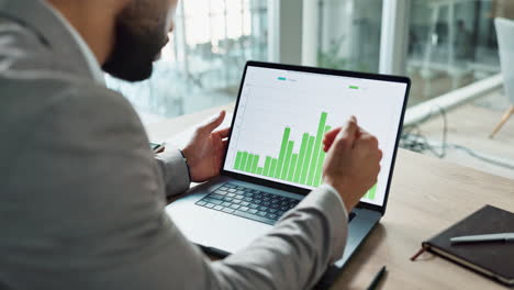 Hände,-Laptop-Und-Diagramm-Für-Geschäftsmann