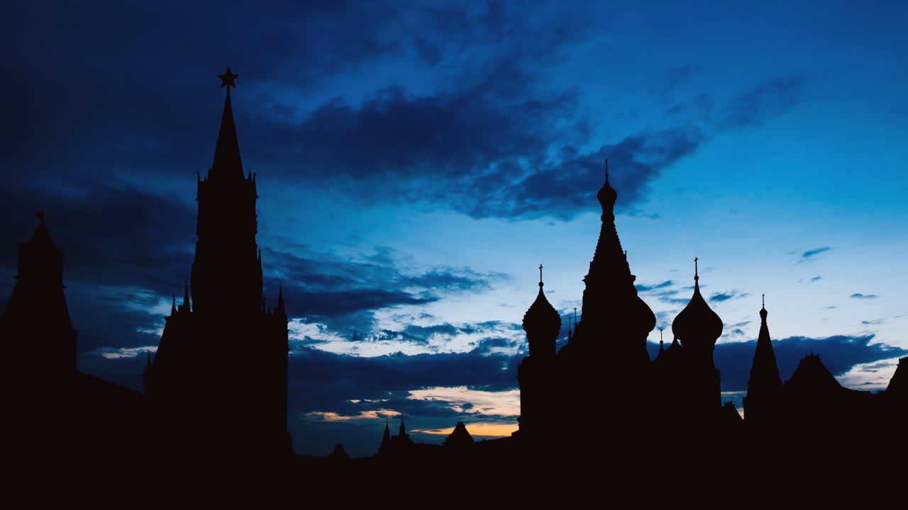 Silhouette of Red Square at Sunset