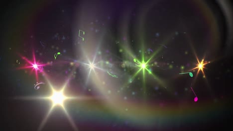 animation of lens flares with musical notes against black background
