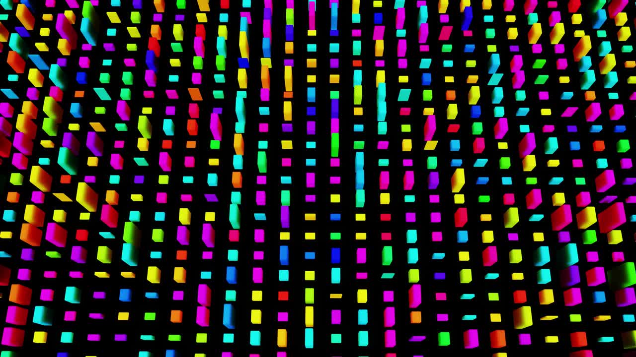 simple geometric background with colorful plates on plane flashing like neon lights, looping smooth animation in 4k. Creative colorful background. VJ loop.