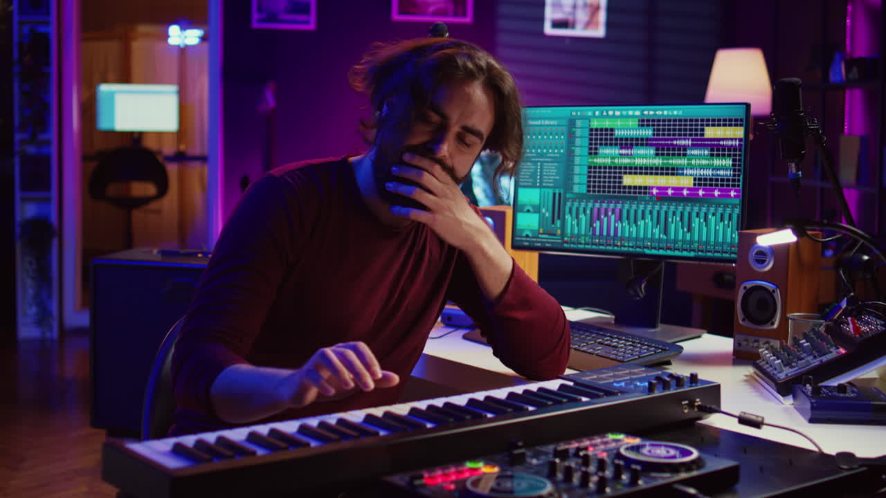 un compositor se molesta después de escuchar notas de piano equivocadas