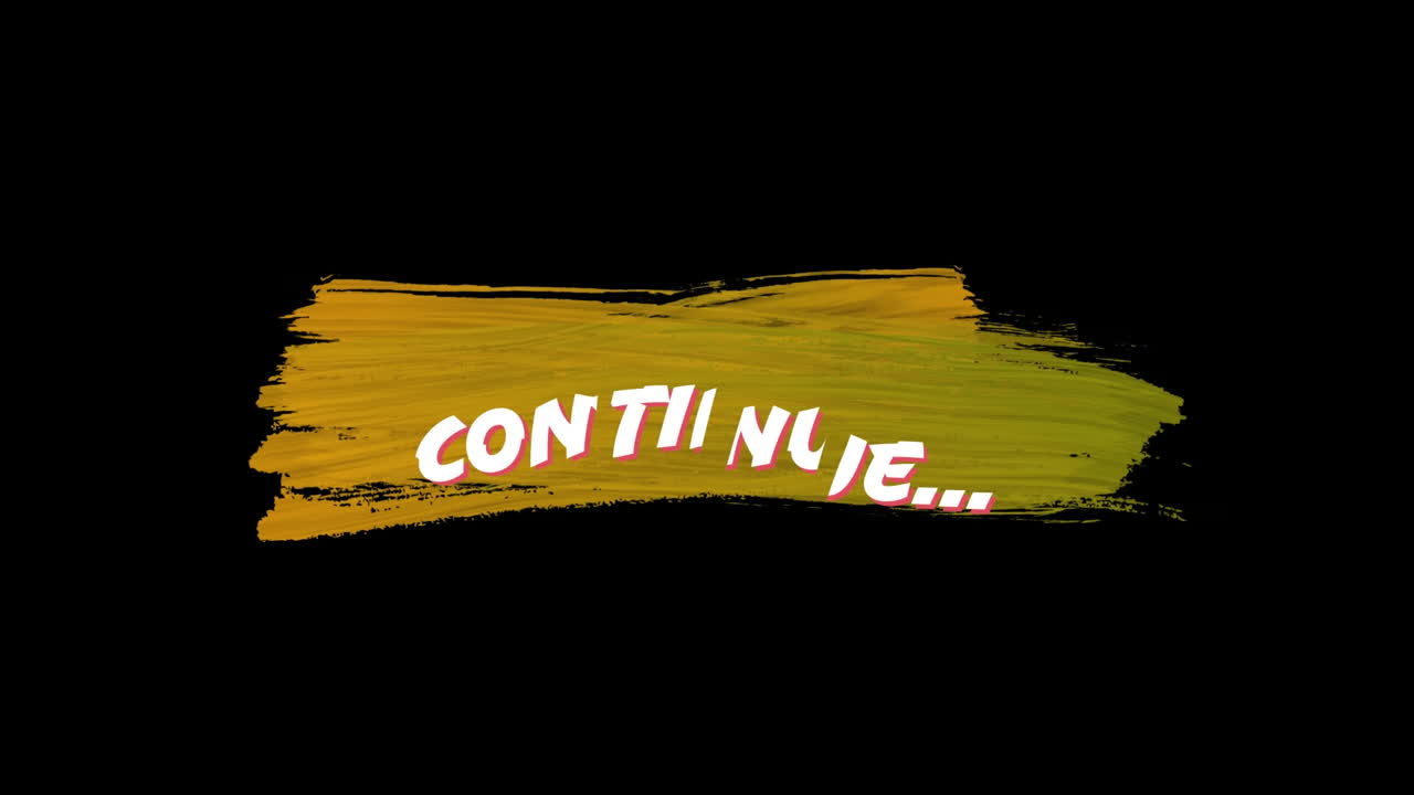 Animazione del testo "continua" su forme astratte su sfondo nero