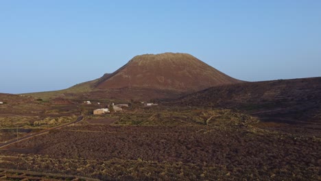 rough landscape at  ye village and volcan de la corona on the canary island of lanzarote in spain. aerial