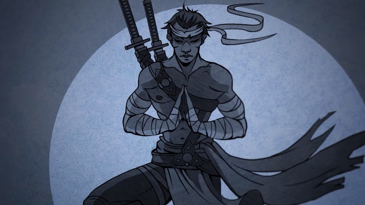 ninja en la meditación y la reflexión