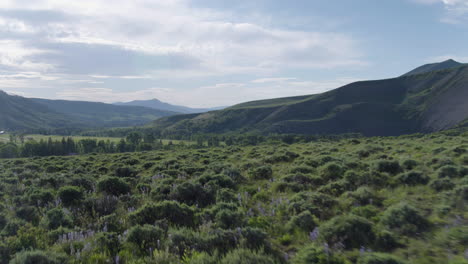 Paisaje-Escénico-De-Drones-Aéreos-A-La-Altura-Del-Suelo-Revela-Rancho-En-Las-Montañas-Rocosas-De-Colorado