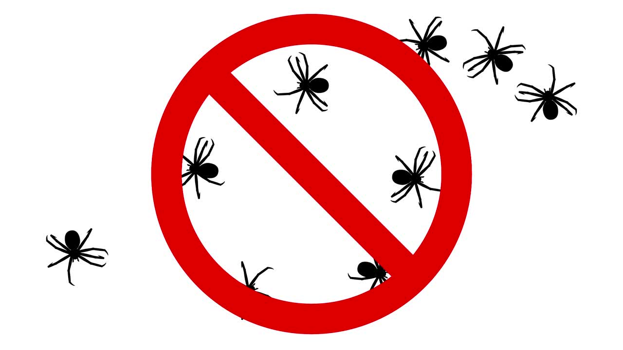 arañas en el signo de prohibición