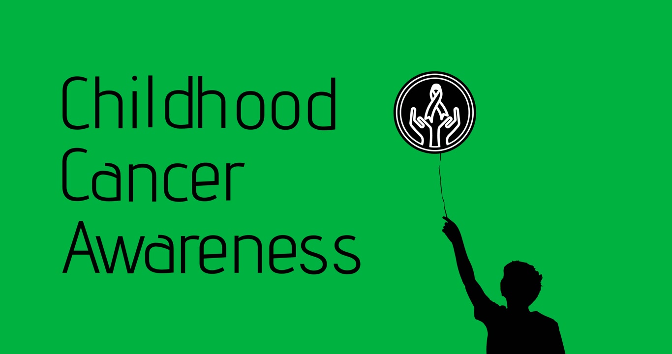 Animation of childhood cancer awareness and child silhouette on transparent background