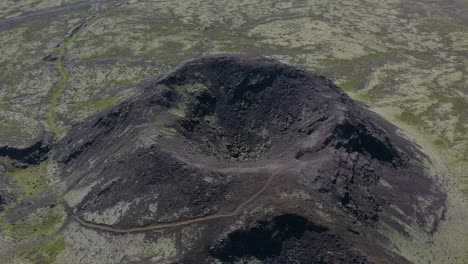 top view of stóra eldborg large crater on scenic reykjanes peninsula in iceland