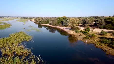 okavango delta river on namibia and angola border