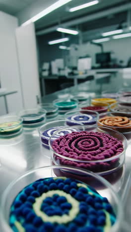 colorful samples in petri dishes