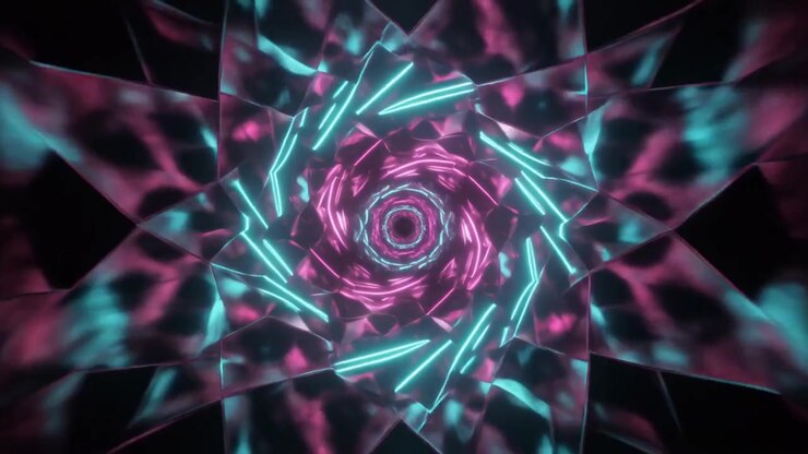 Abstract Neon Pink and Blue Geometric Tunnel Animation