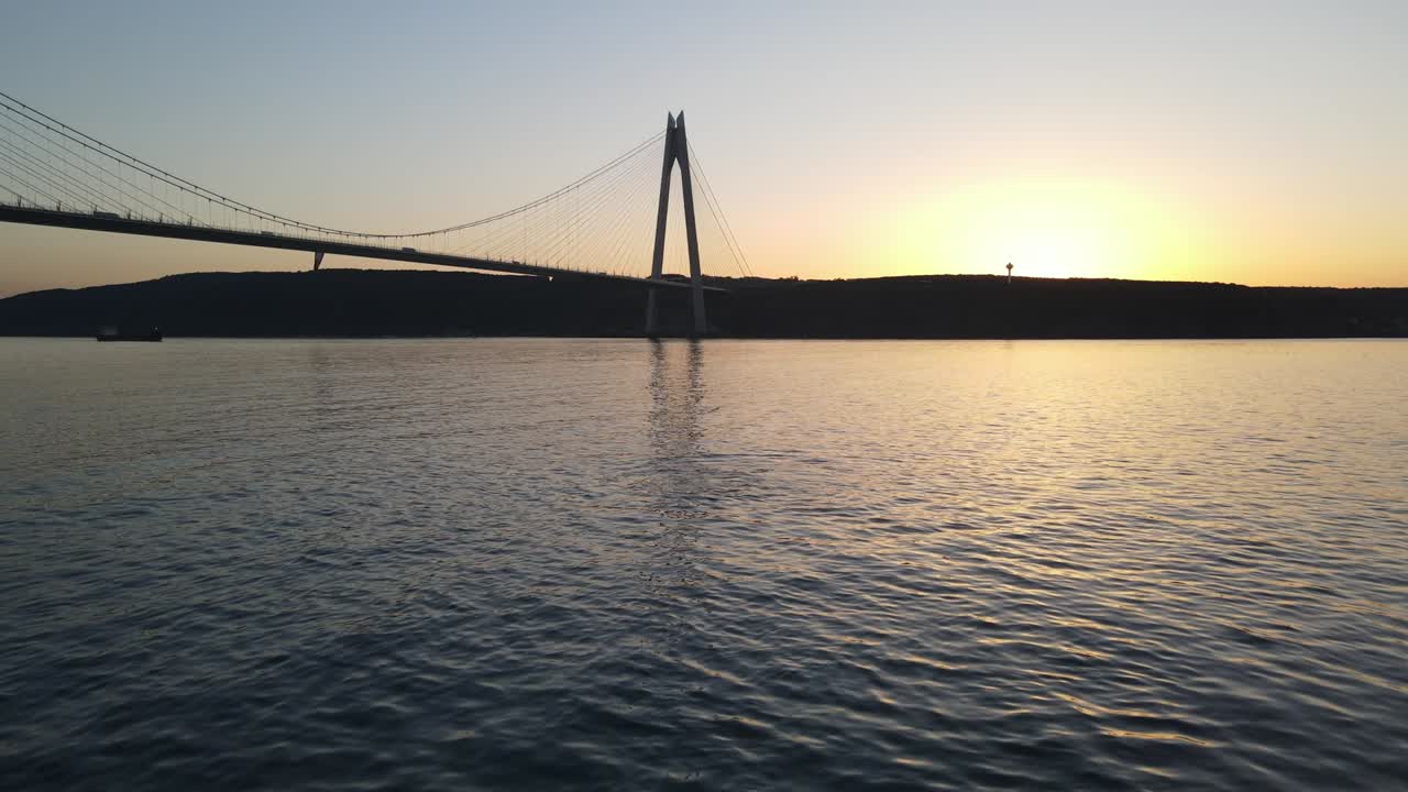 돌고래와 야부즈 술탄 셀림 다리 드론 비디오